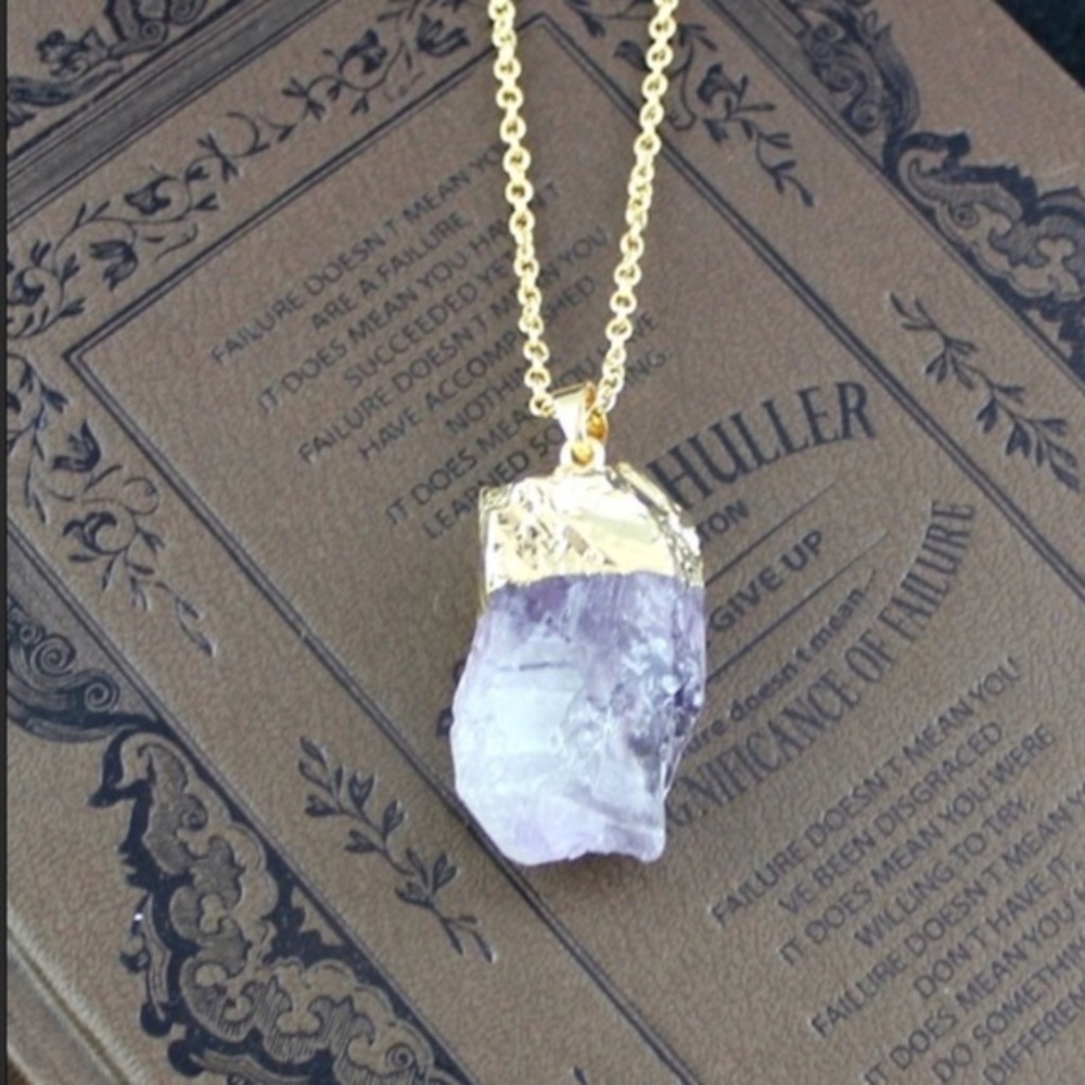 Gold Plated Amethyst Quartz Pendant NEW! - Picture 3 of 6